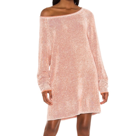 Free People Dresses & Skirts - Free People Lenox Ribbed Tunic Sweater Dress Carrot Cake Pink Orange Small